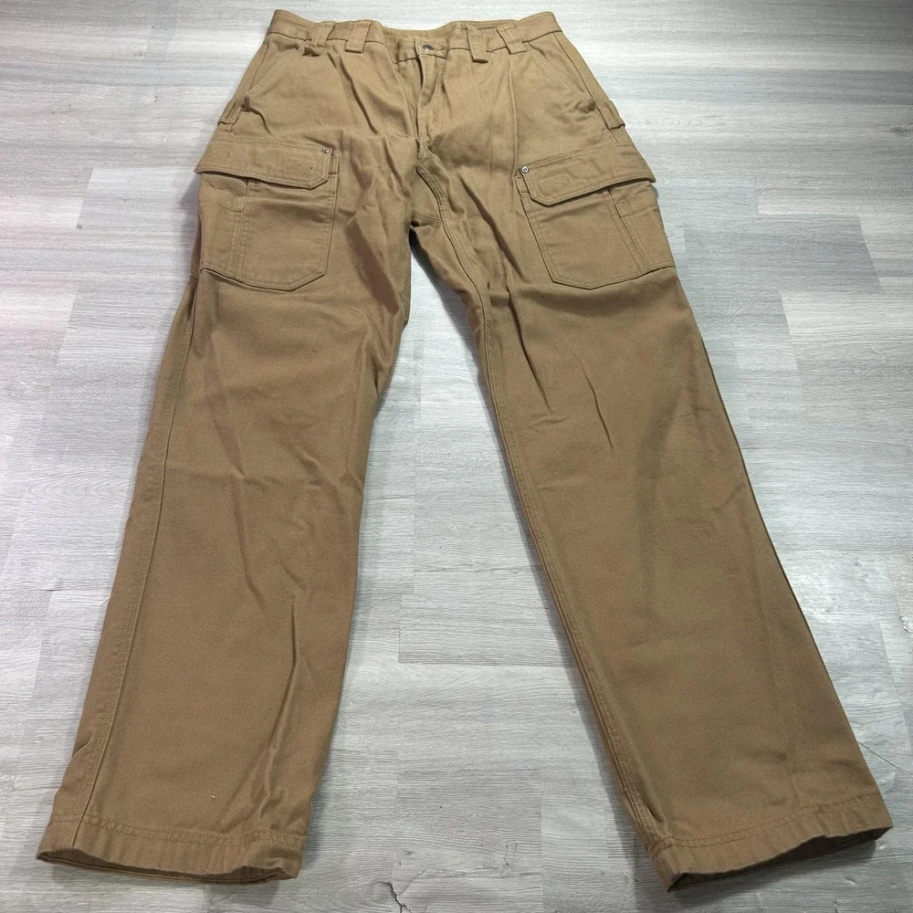 Duluth Trading Co Pants Mens 36x36 Brown Canvas Cargo Straight Leg Workwear